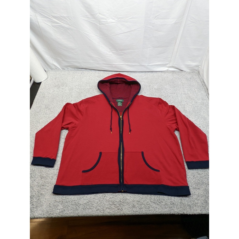 Lauren Ralph Lauren LRL Womens Hoodie Baggy Boho Red & Navy Blue XXL (54" Chest)
